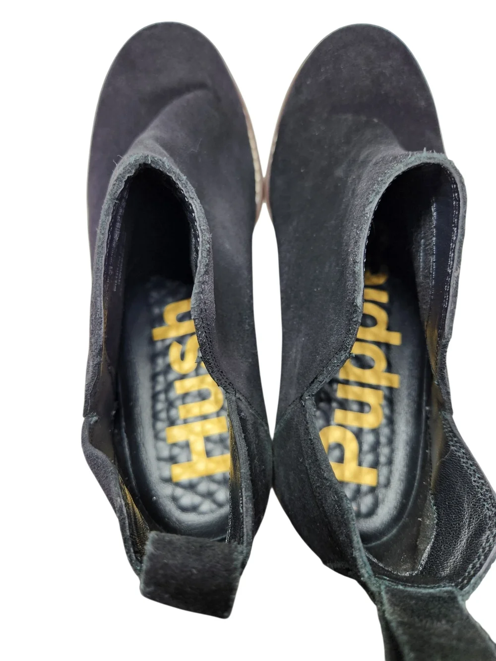 Hush Puppies Women's Black Suede Ankle Booties Slip On Boho Comfort Shoes Sz 8